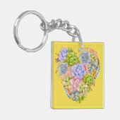 Succulents Heart Keychain (Voorkant Links)