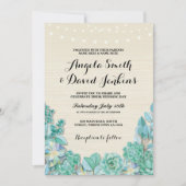 Succulents Huwelijksuitnodigingen Mint Rustieke Li Kaart (Voorkant)