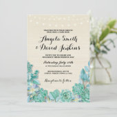 Succulents Huwelijksuitnodigingen Mint Rustieke Li Kaart (Staand voorkant)