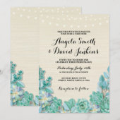Succulents Huwelijksuitnodigingen Mint Rustieke Li Kaart (Voorkant / Achterkant)