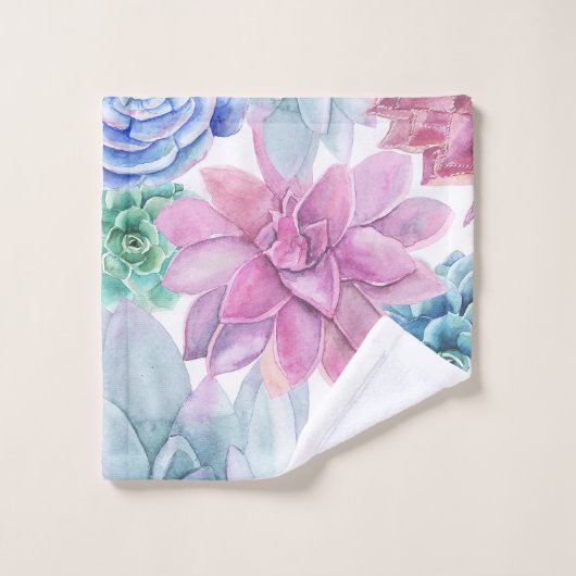 Succulents Modern Chic Fiesta Garden Floral White Bad Handdoek (Wasdoekje)