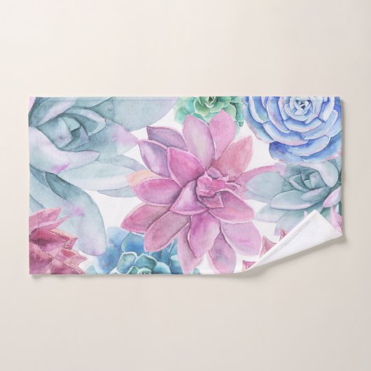 Succulents Modern Chic Fiesta Garden Floral White Bad Handdoek (Handdoek)
