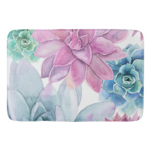 Succulents Modern Chic Fiesta Garden Floral White Badmat