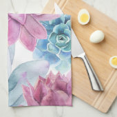 Succulents Modern Chic Fiesta Garden Floral White Theedoek (Quarter Fold)