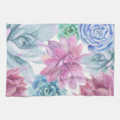 Succulents Modern Chic Fiesta Garden Floral White Theedoek (Horizontaal)