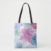 Succulents Modern Chic Fiesta Garden Floral White Tote Bag (Voorkant)
