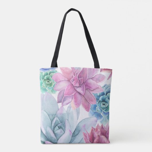Succulents Modern Chic Fiesta Garden Floral White Tote Bag (Achterkant)