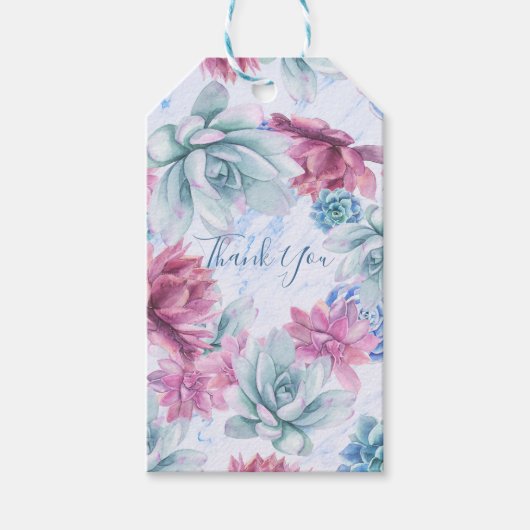 Succulents Modern Chic Marble Vrijgezellenfeest Fi Cadeaulabel (Voorkant)