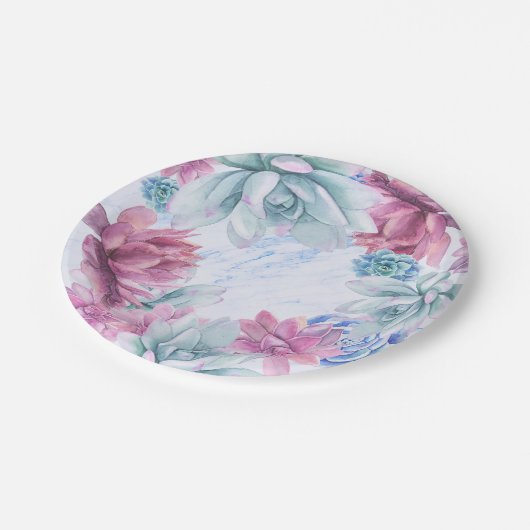 Succulents Modern Chic Marble Vrijgezellenfeest Fi Papieren Bordje (Gekanteld)