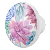 Succulents Modern Chic White Fiesta Garden Floral Keramische Knop (Rechts)