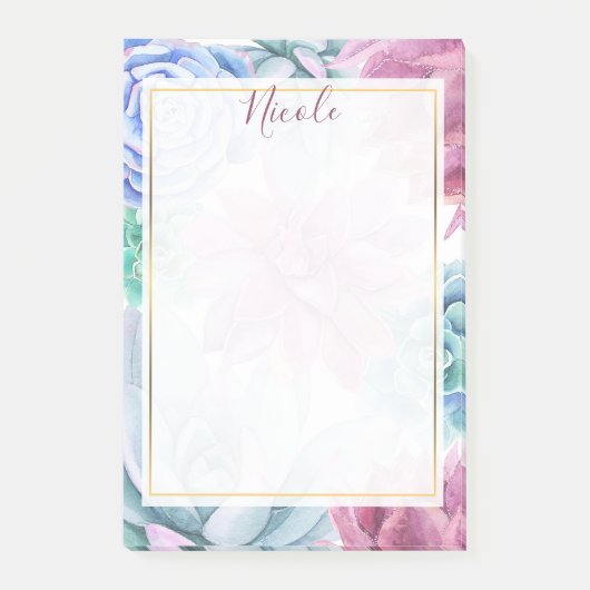 Succulents Modern Chic White Fiesta Garden Floral Post-it® Notes (Voorkant)