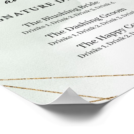 Succulents Mr. and Mrs. signature drink sign. Poster (Hoek)