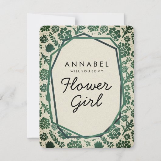 Succulents Natural zal je mijn Bloemenmeisje zijn Kaart (Voorkant)