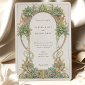 Succulents Nouveau Wedding Kaart