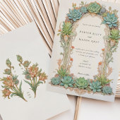 Succulents Nouveau Wedding Kaart