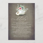 Succulents Pumpkins Gold Leaves Wedding Details Informatiekaartje (Voorkant)