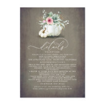 Succulents Pumpkins Gold Leaves Wedding Details