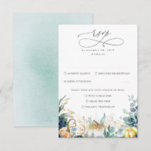 Succulents Pumpkins Greenery and Gold Wedding RSVP