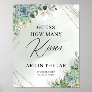 Succulents Raad hoeveel kussen er in de pot zitten Poster