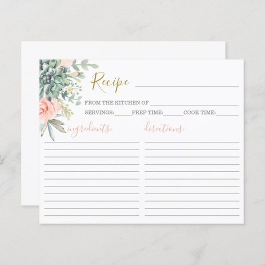 Succulents Recipe Kaart (Voorkant / Achterkant)