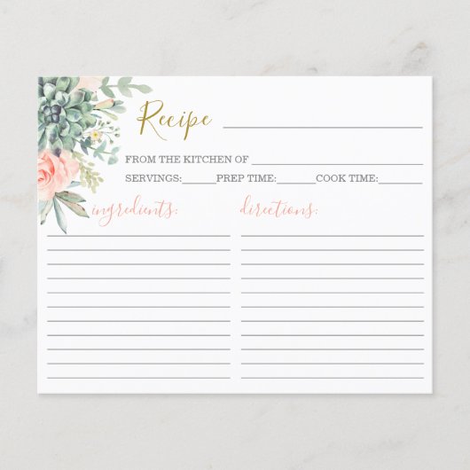 Succulents Recipe Kaart (Voorkant)