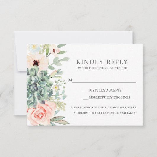 Succulents RSVP bruiloft insert card (Voorkant)