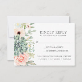 Succulents RSVP bruiloft insert card