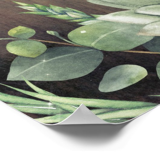 Succulents Rustic Country Wedding Welcome Poster (Hoek)