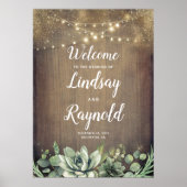 Succulents Rustic Country Wedding Welcome Poster (Voorkant)