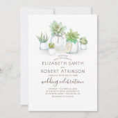 Succulents Rustic Mason Jars | Greenery Wedding Kaart (Voorkant)