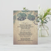 Succulents Rustic Wood Wedding Details Informatiekaartje (Staand voorkant)