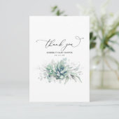Succulents Silver Greenery Baby shower Hartelijk d Bedankkaart (Staand voorkant)