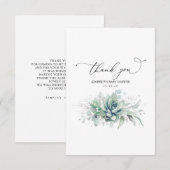 Succulents Silver Greenery Baby shower Hartelijk d Bedankkaart (Voorkant / Achterkant)