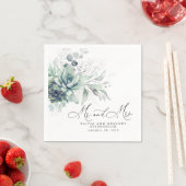 Succulents Silver Greenery Elegant Boho Wedding Servet (Insitu)