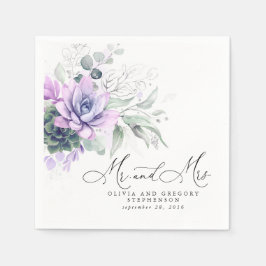 Succulents Silver Greenery Elegant Boho Wedding Servet