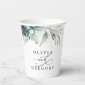 Succulents Silver Greenery Elegant Modern Wedding Papieren Bekers (Achterkant)