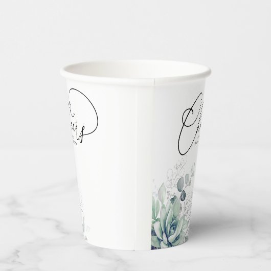 Succulents Silver Greenery laat de elegante modern Papieren Bekers (Rechts)