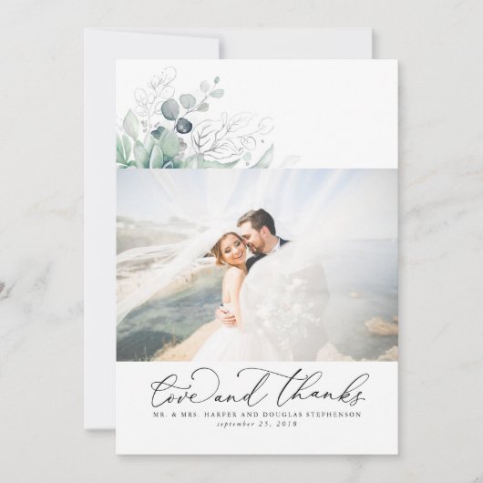 Succulents Silver Greenery Wedding Bedankt (Voorkant)