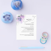 Succulents Silver Greenery Wedding Menu (Enkel)