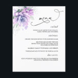 Succulents Silver Greenery Wedding Menu<br><div class="desc">Succulents greenery light paarse menkkaarten</div>