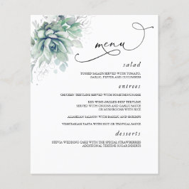 Succulents Silver Greenery Wedding Menu