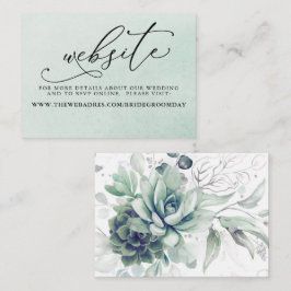 Succulents Silver Greenery Wedding Website Visitekaartje