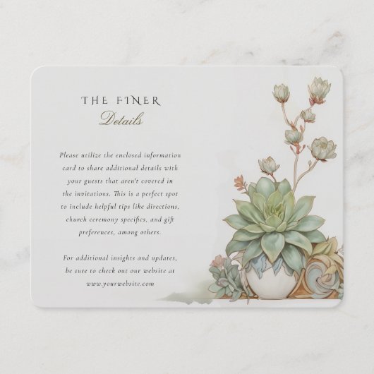 Succulents Trouwinformatie Kaart Vintage (Voorkant)