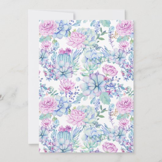 Succulents Verjaardagsfeestje Uitnodiging (Achterkant)