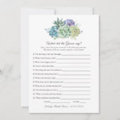 Succulents Vrijgezellenfeest Game Invitation Kaart (Voorkant)