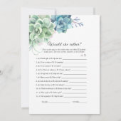 Succulents Vrijgezellenfeest Game Invitation Kaart (Achterkant)