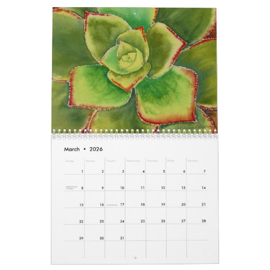 Succulents Waterverf kalender 2012 (Mar 2026)