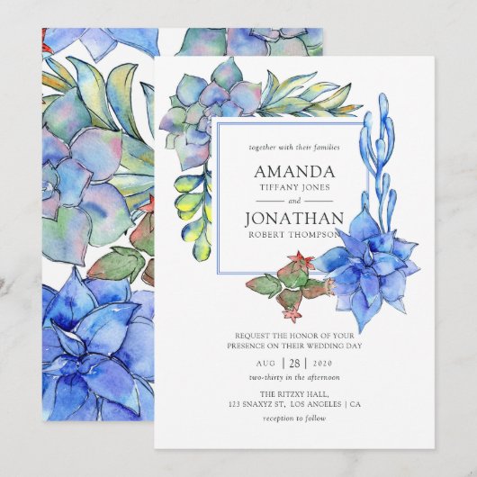 Succulents Wedding Kaart (Voorkant / Achterkant)