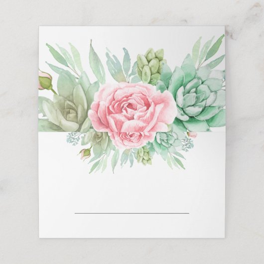 Succulents Wedding Plaatskaartje (Buitenkant ongevouwen)