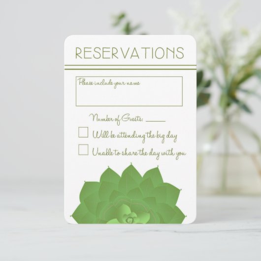 Succulents Wedding Reply Card RSVP Kaartje (Staand voorkant)